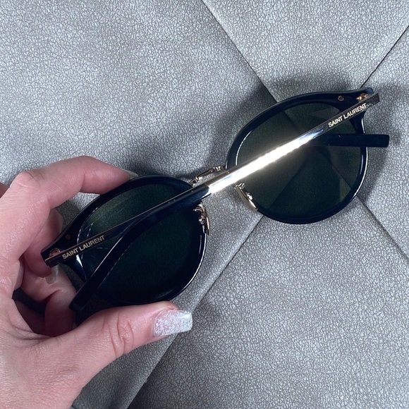 Yves Saint Laurent Black Round Sunglasses - Picture 10 of 15